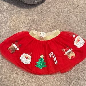 Mud Pie Red Tulle Skirt with Holiday Sequins